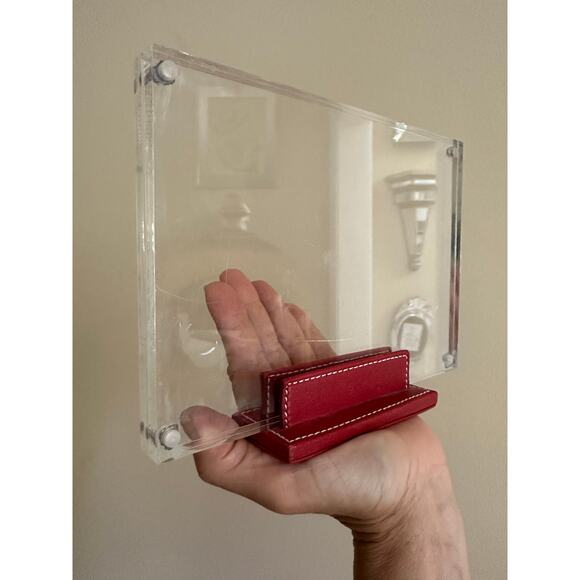 Coach red Leather Acrylic Photo Frame lucite 8x6” modern decor - Picture 8 of 16